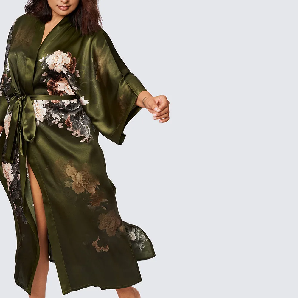 Silk Keina Long Kimono Robe (Plus Size)