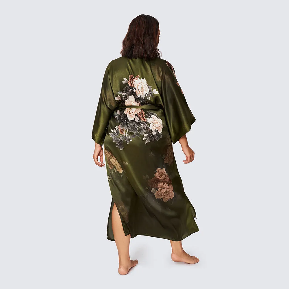 Silk Keina Long Kimono Robe (Plus Size)