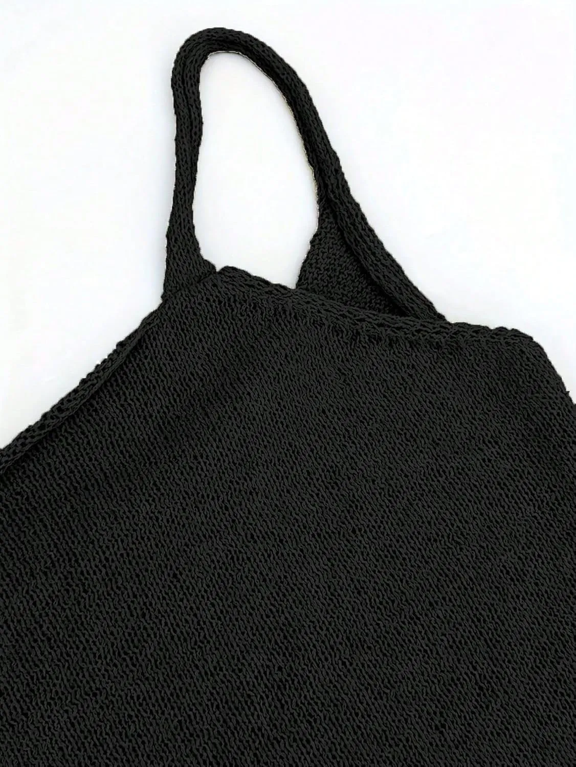 SISKIN Casual Solid Color Off-Shoulder Knitted Dress with Tie Straps for Women