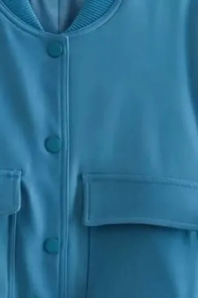 Snap Down Baseball Collar Long Sleeve Jacket