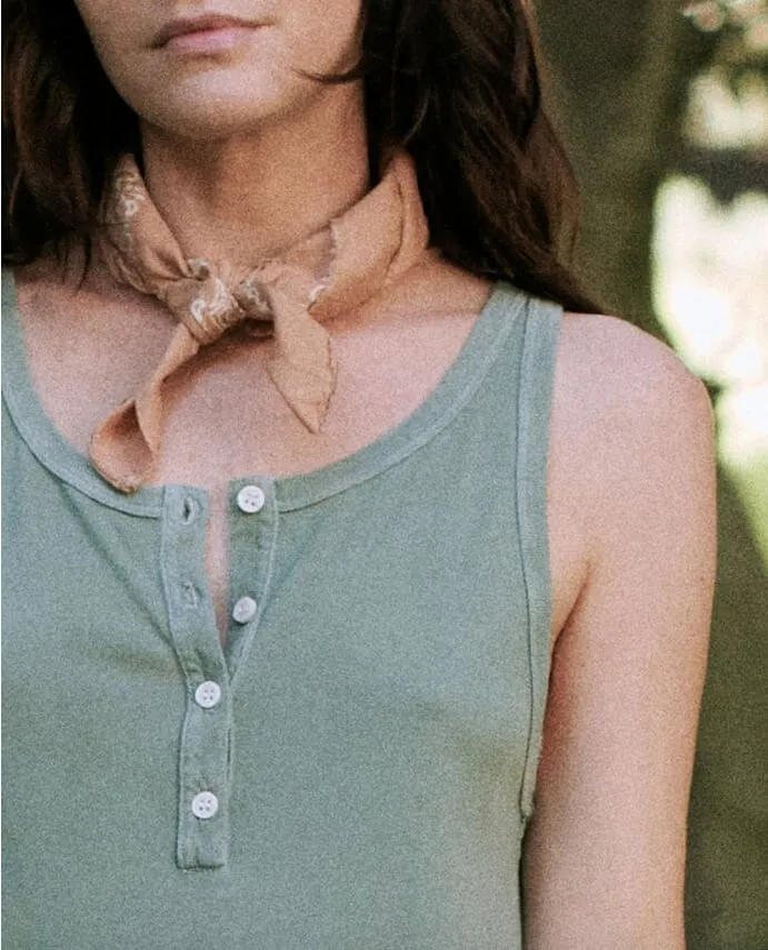 The Great - The Slim Henley Tank Dress Basil