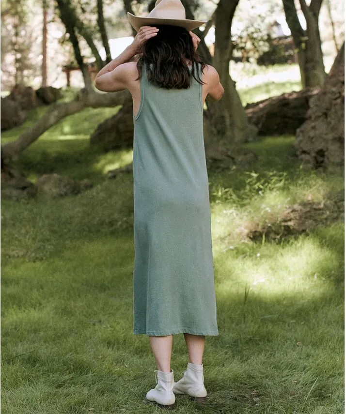 The Great - The Slim Henley Tank Dress Basil
