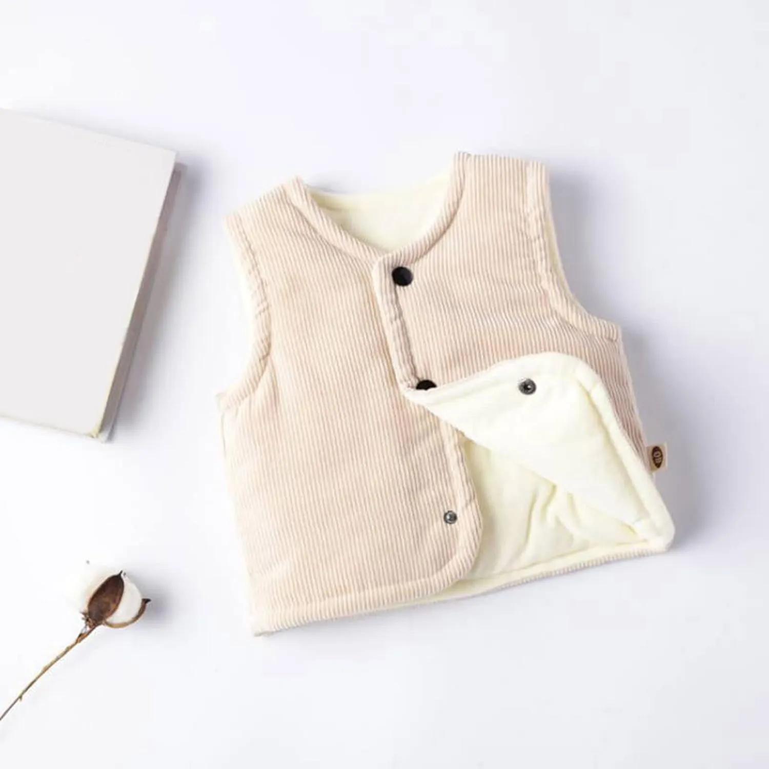 Toddler Baby Boy Girls Corduroy Jacket Cotton Warm Vest Sleeveless Winter Coats for Kids Padded Waistcoat Outwear