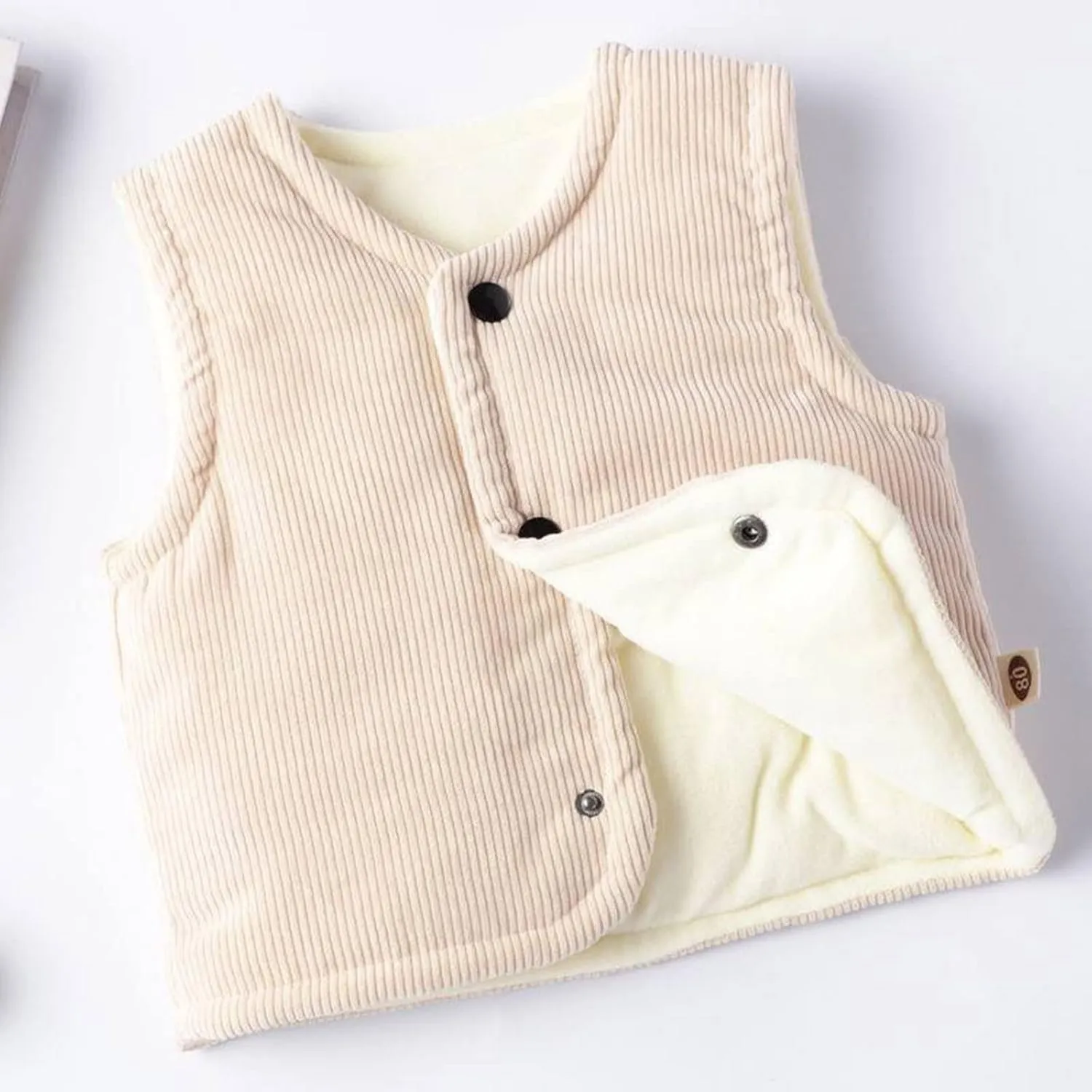 Toddler Baby Boy Girls Corduroy Jacket Cotton Warm Vest Sleeveless Winter Coats for Kids Padded Waistcoat Outwear
