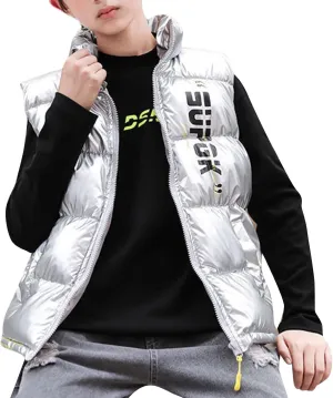 Toddler Boys Girls Autumn Winter Jacket Hooded Zip Sleeveless Jacket Winter Coat Cute Puff Lined Gilet