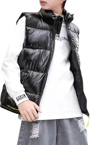 Toddler Boys Girls Autumn Winter Jacket Hooded Zip Sleeveless Jacket Winter Coat Cute Puff Lined Gilet