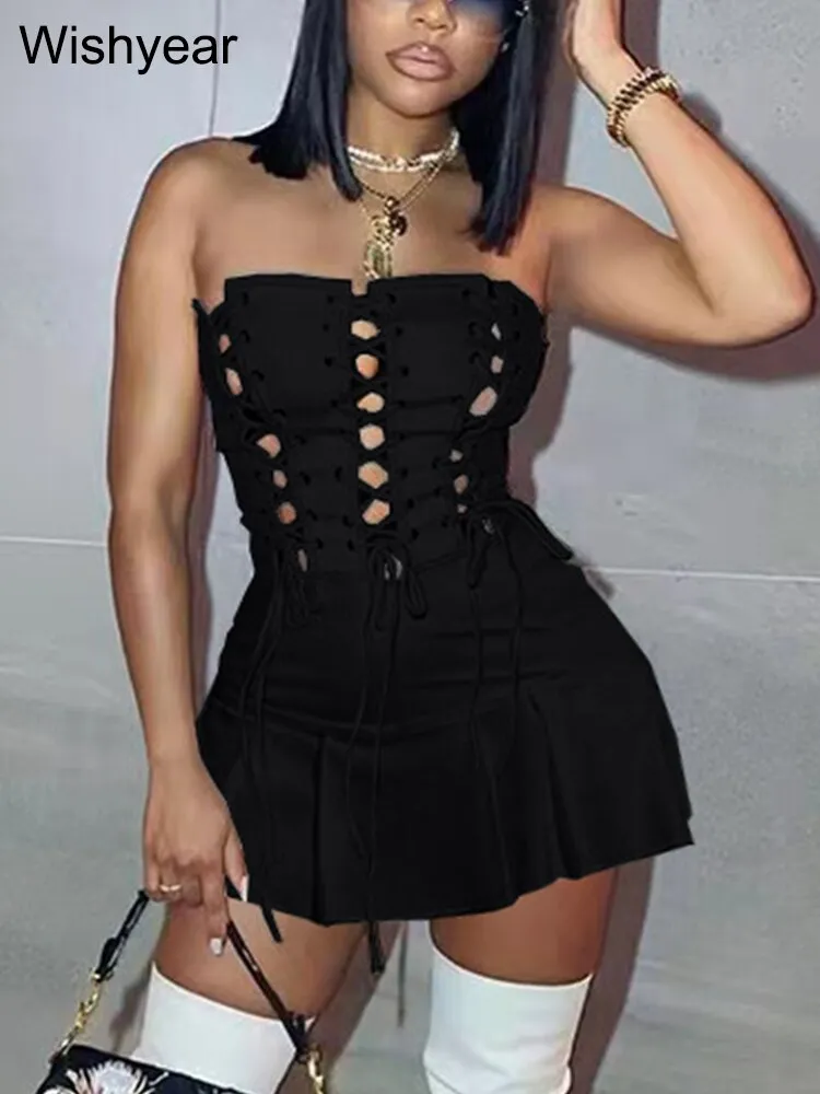 Trendy Halter Lace Bandage Party Dress