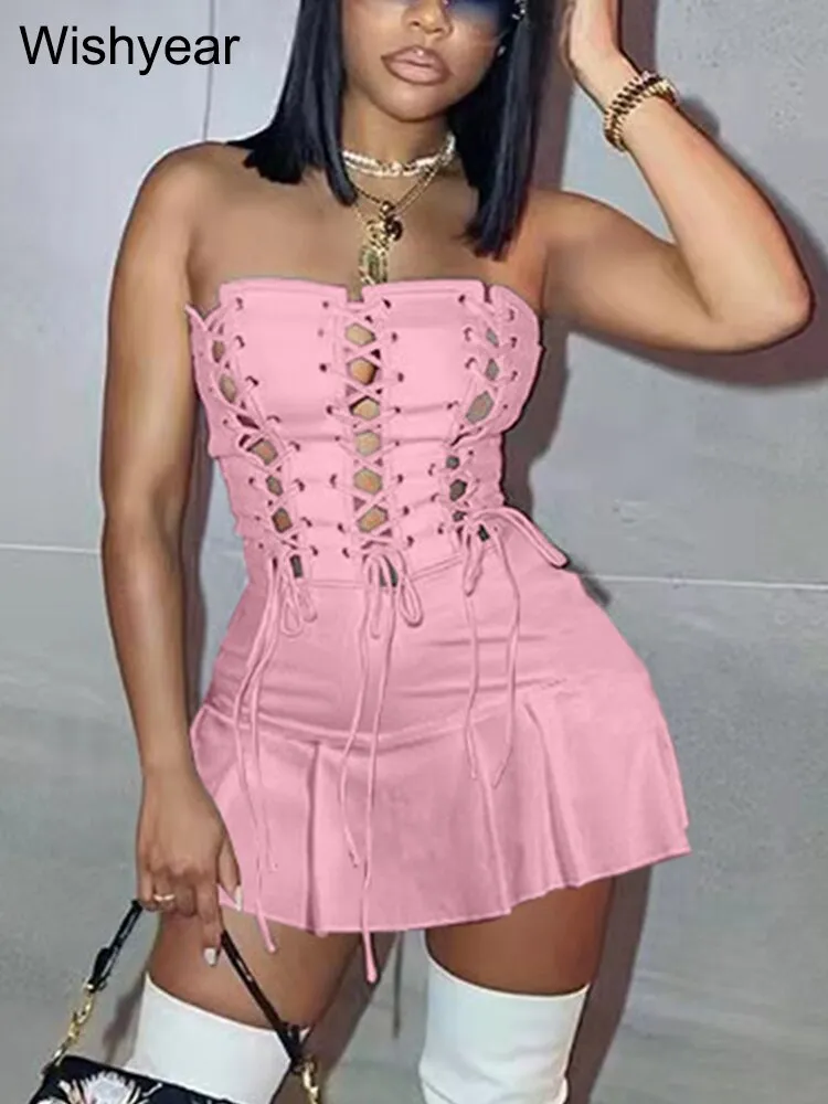 Trendy Halter Lace Bandage Party Dress