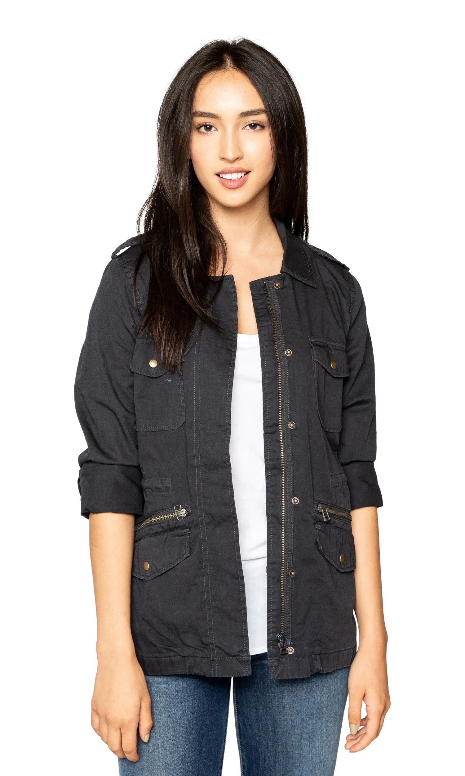 Velvet by Graham & Spencer Lily Aldridge Ruby Army Jacket - Granite