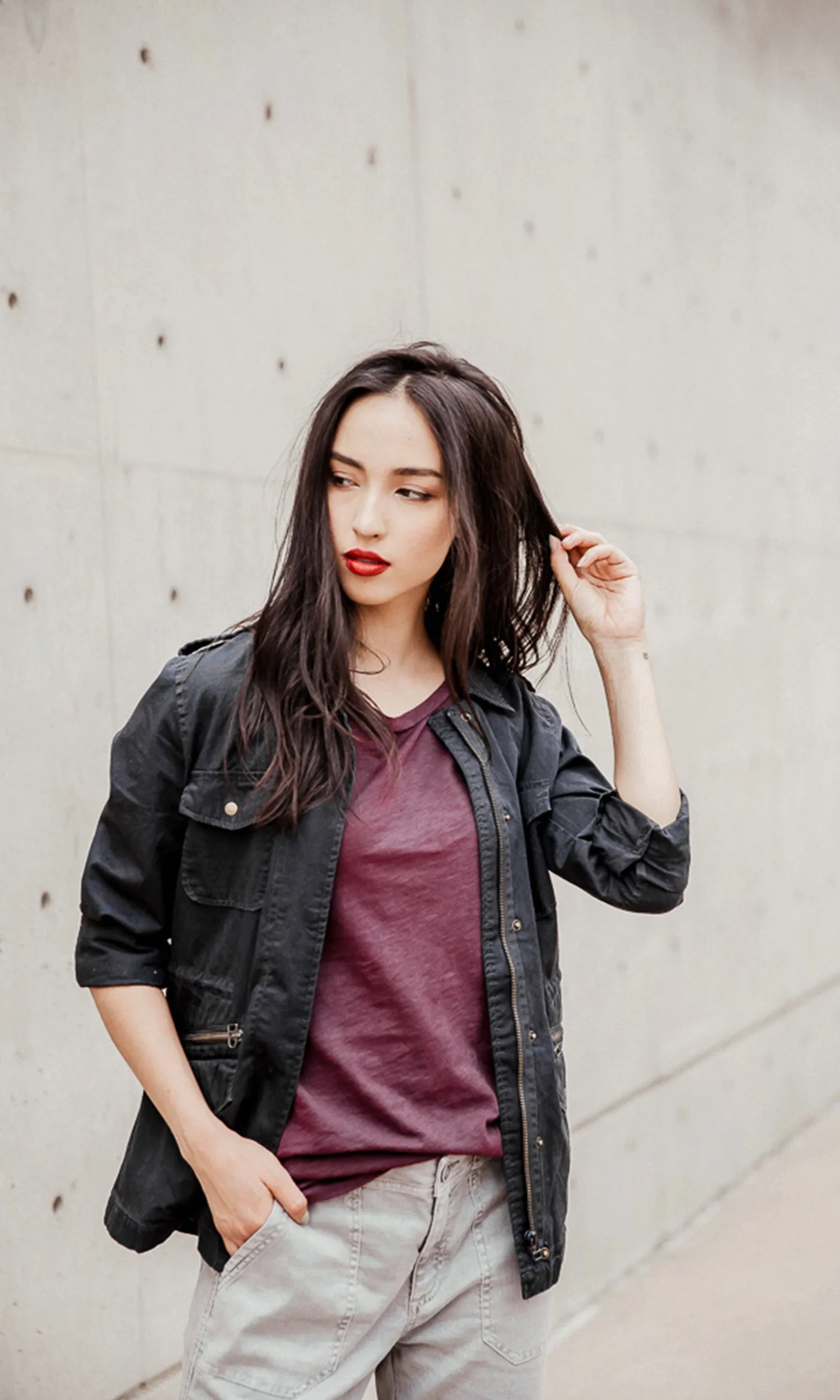 Velvet by Graham & Spencer Lily Aldridge Ruby Army Jacket - Granite