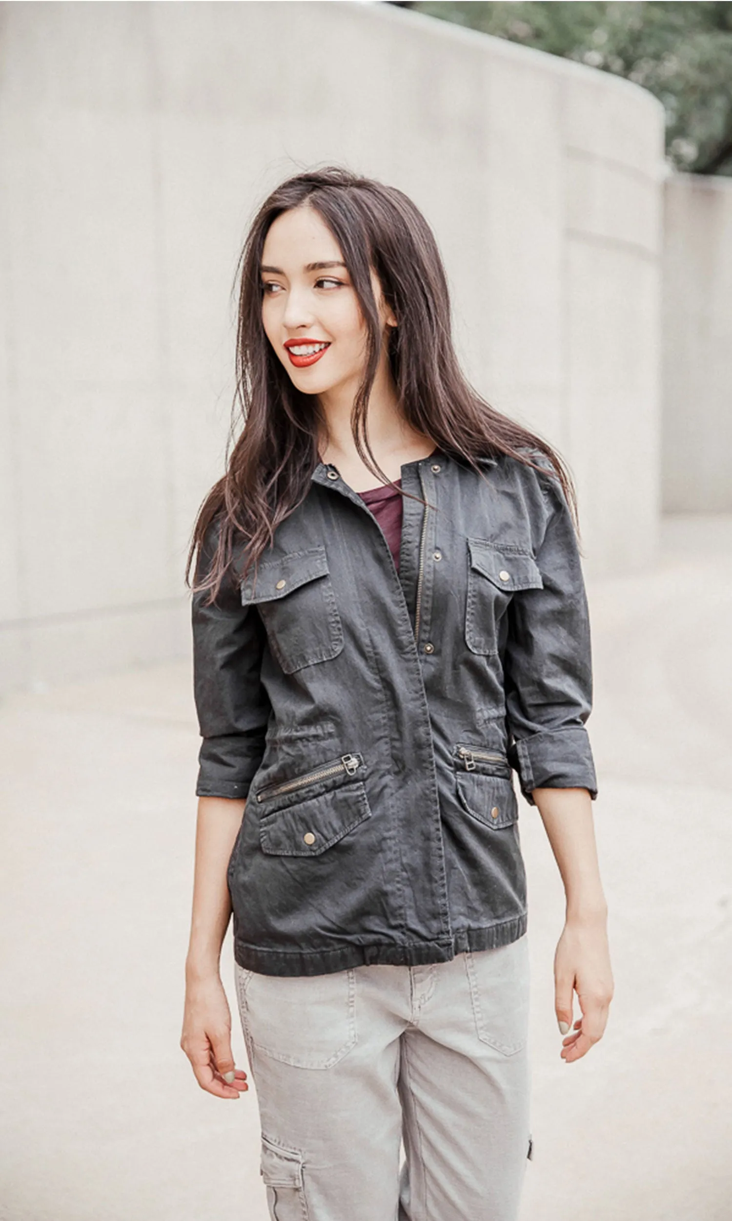 Velvet by Graham & Spencer Lily Aldridge Ruby Army Jacket - Granite