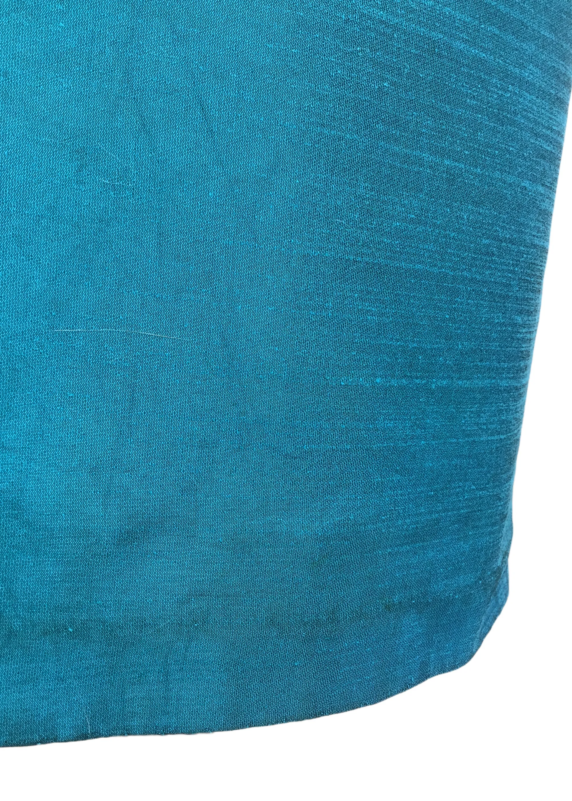 Vintage 60s Teal Silk Wiggle Dress • 34" Bust • Petite
