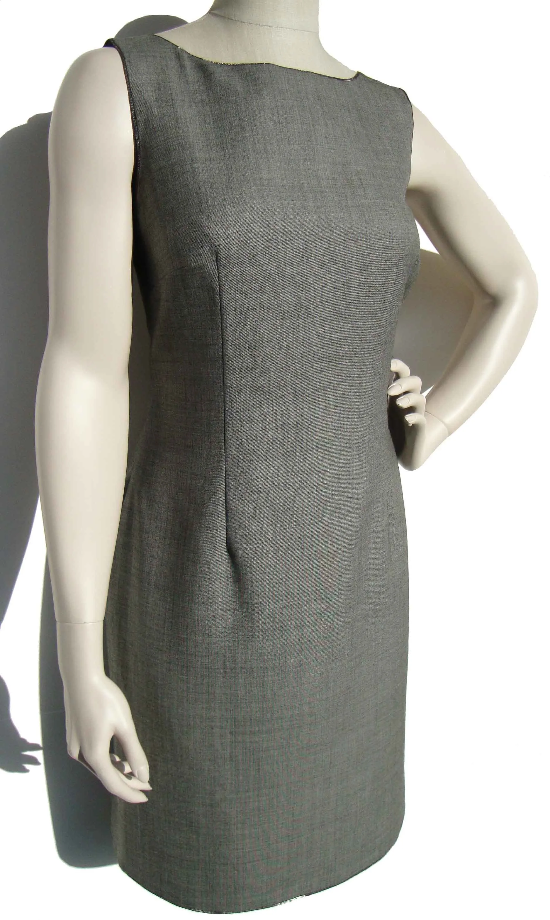 Vintage 90s Moschino Dress Gray Novelty Trim S / M