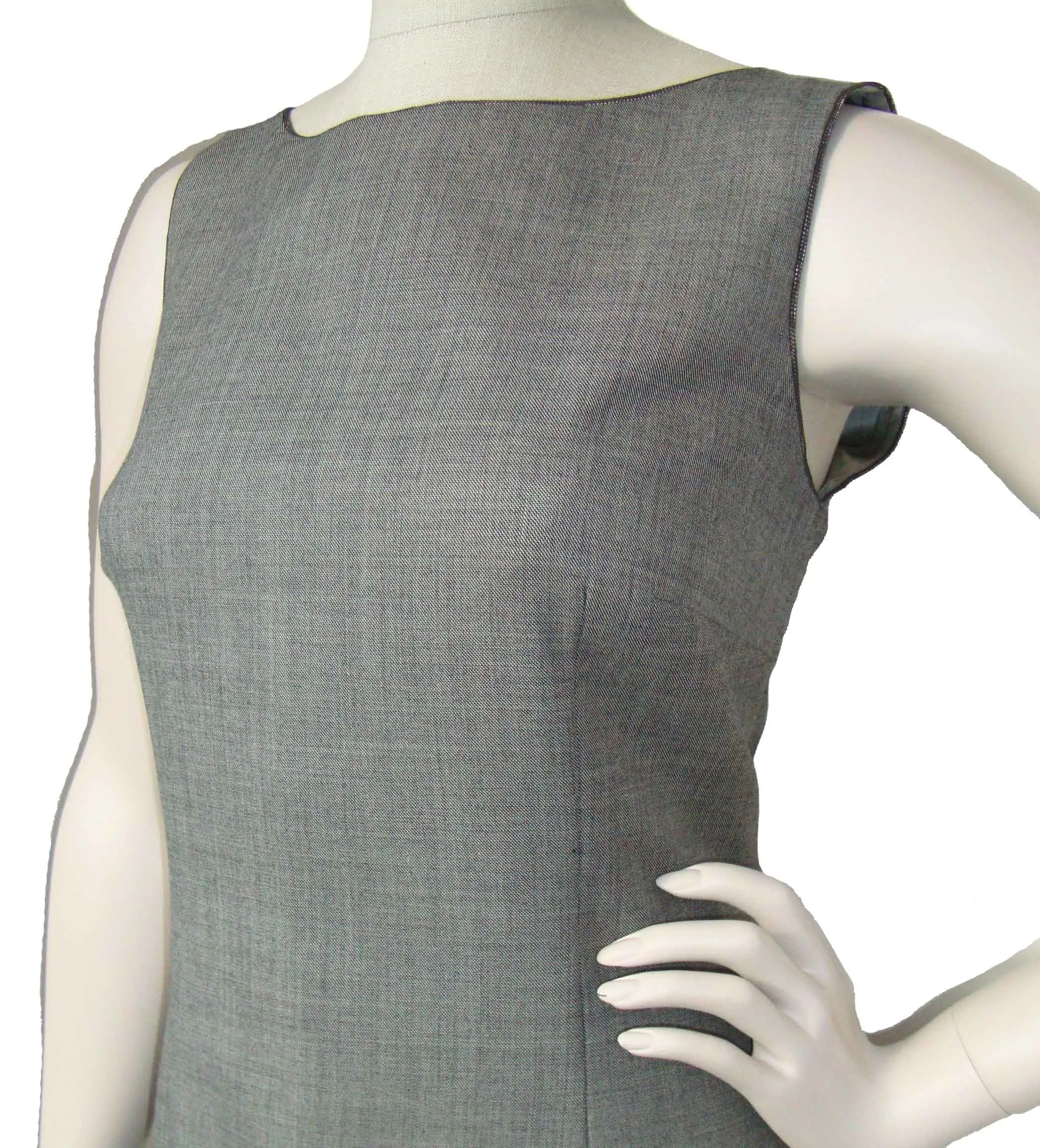 Vintage 90s Moschino Dress Gray Novelty Trim S / M
