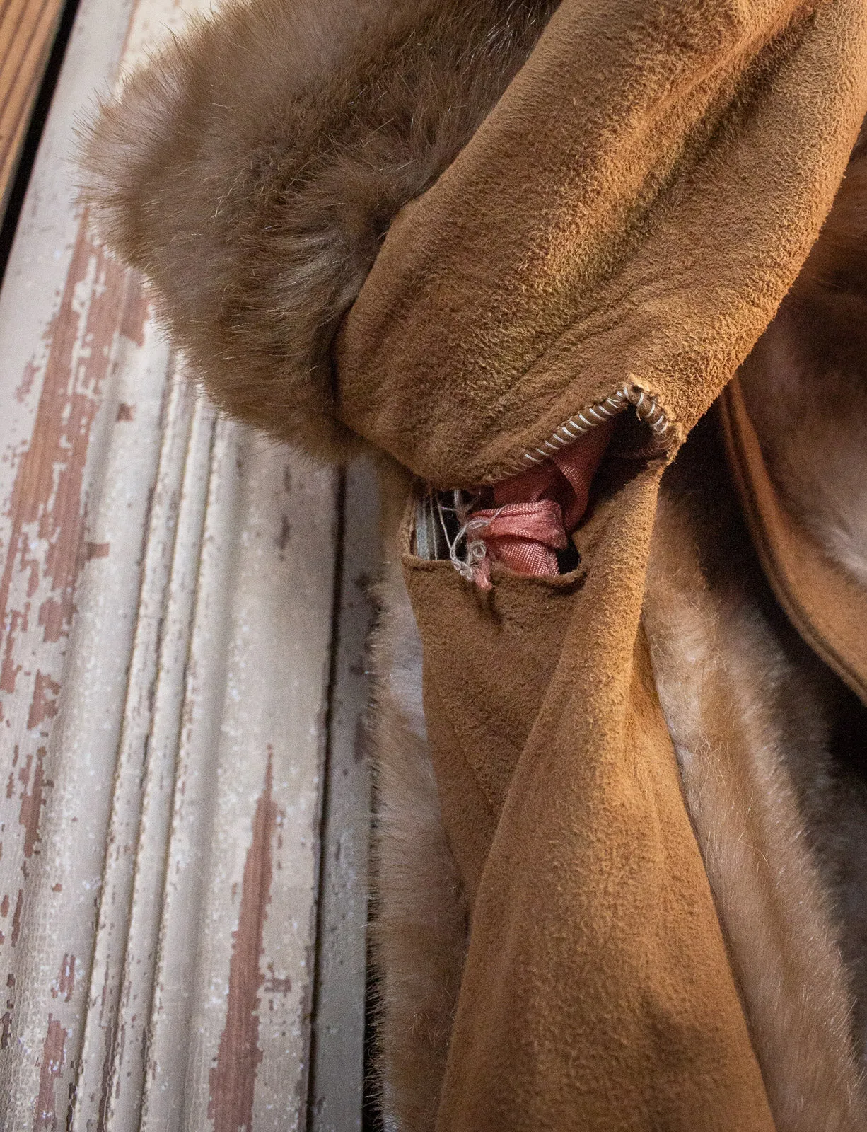 Vintage Faux Fur and Suede Coat Tan Small