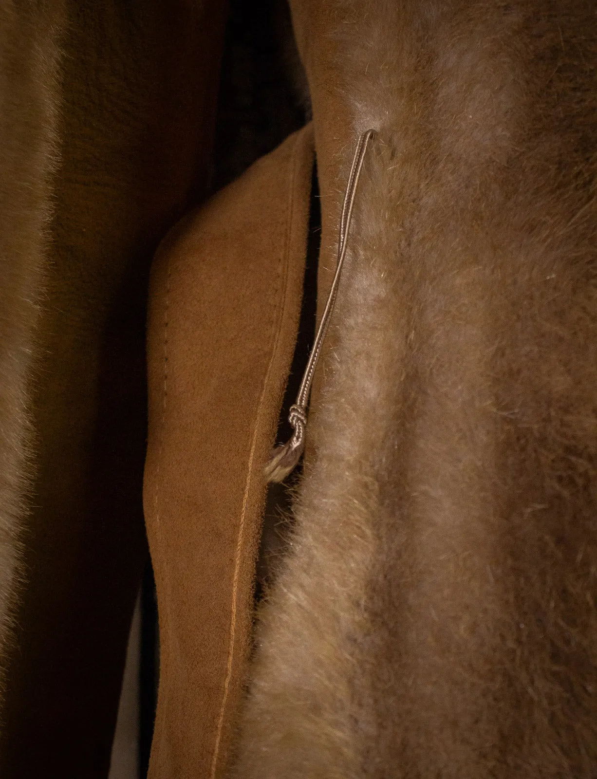 Vintage Faux Fur and Suede Coat Tan Small