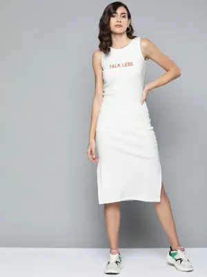 White Rib Talk Less Sleeveless Straight Dress