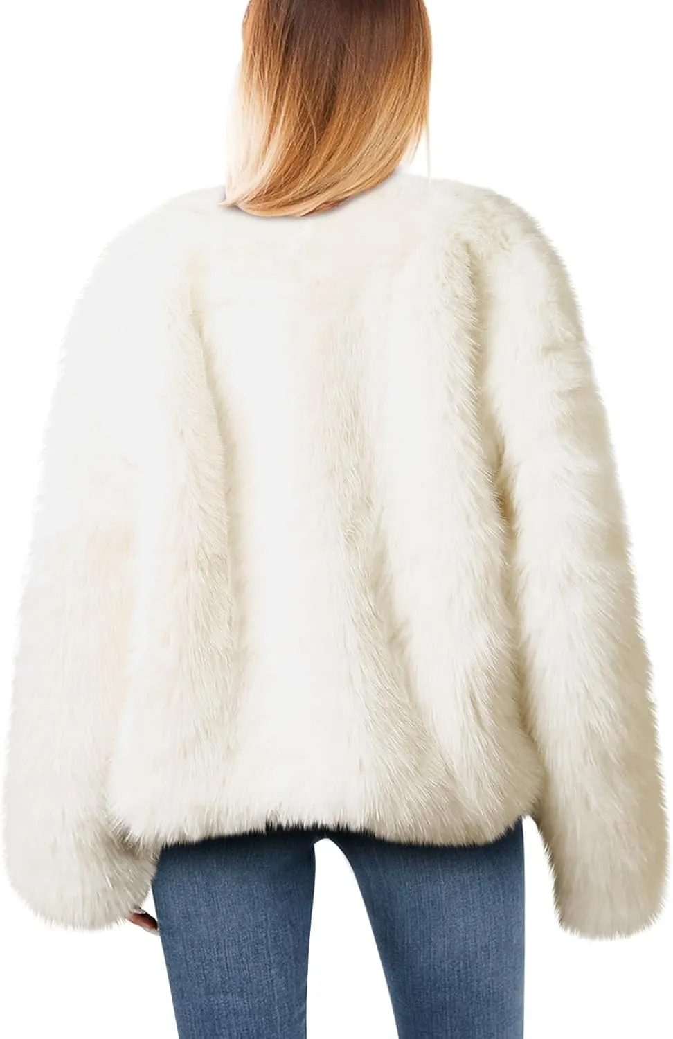 Winter Fluffy Faux Fur Jacket With Inner Lining Long Sleeve Open Front Cropped Cardigan Casual Fluffy Short Coat for Women