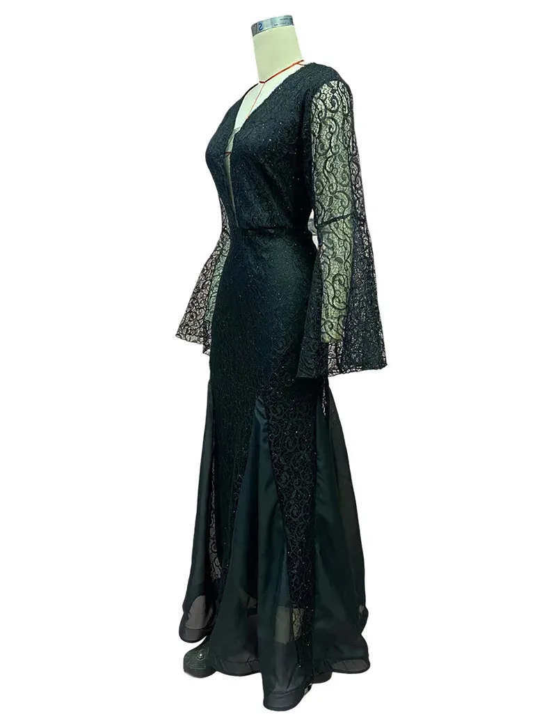 Women Lace Embroidery Fishtail Slim Fit Evening Dress