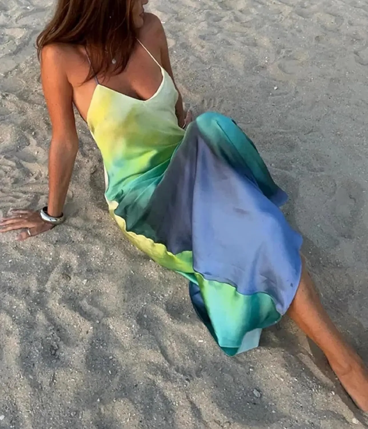 Women Y2k Floral Long Dress Flowers Spaghetti Strap Maxi Dress Backless Bodycon Slip Dress Sundress