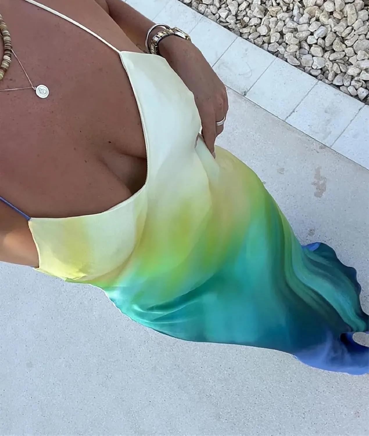 Women Y2k Floral Long Dress Flowers Spaghetti Strap Maxi Dress Backless Bodycon Slip Dress Sundress