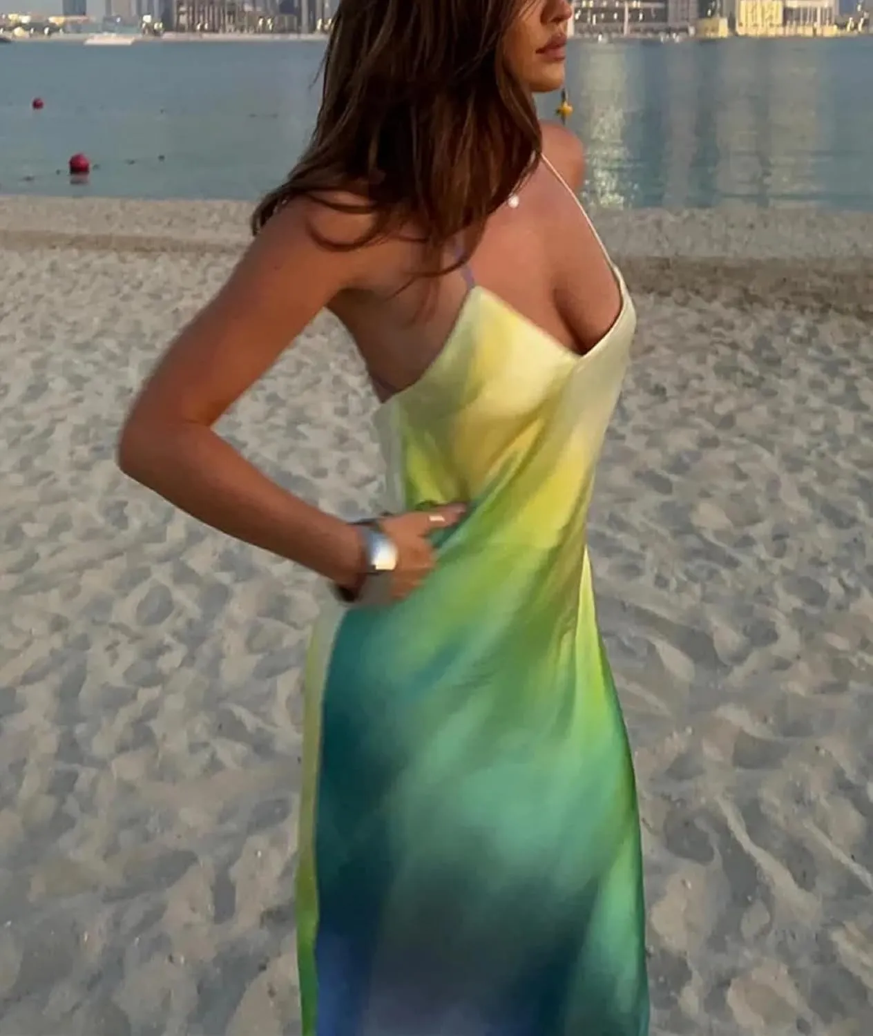 Women Y2k Floral Long Dress Flowers Spaghetti Strap Maxi Dress Backless Bodycon Slip Dress Sundress