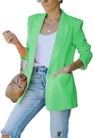 Women's Casual Slim Blazer Jackets Long Sleeve Lapel Button Work Office Open Front Professional Top Suit Jacket