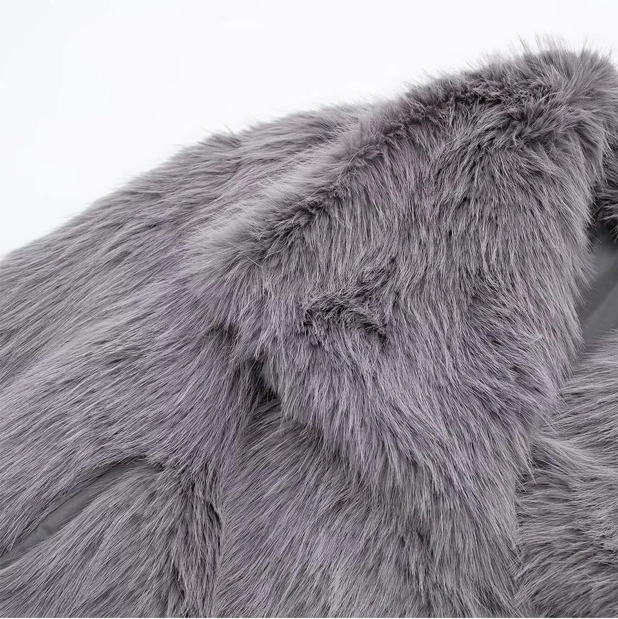 Women's Faux Fur Coat Cropped Fluffy Jacket Long Sleeve Open Front Shaggy Short Coat Outerwear