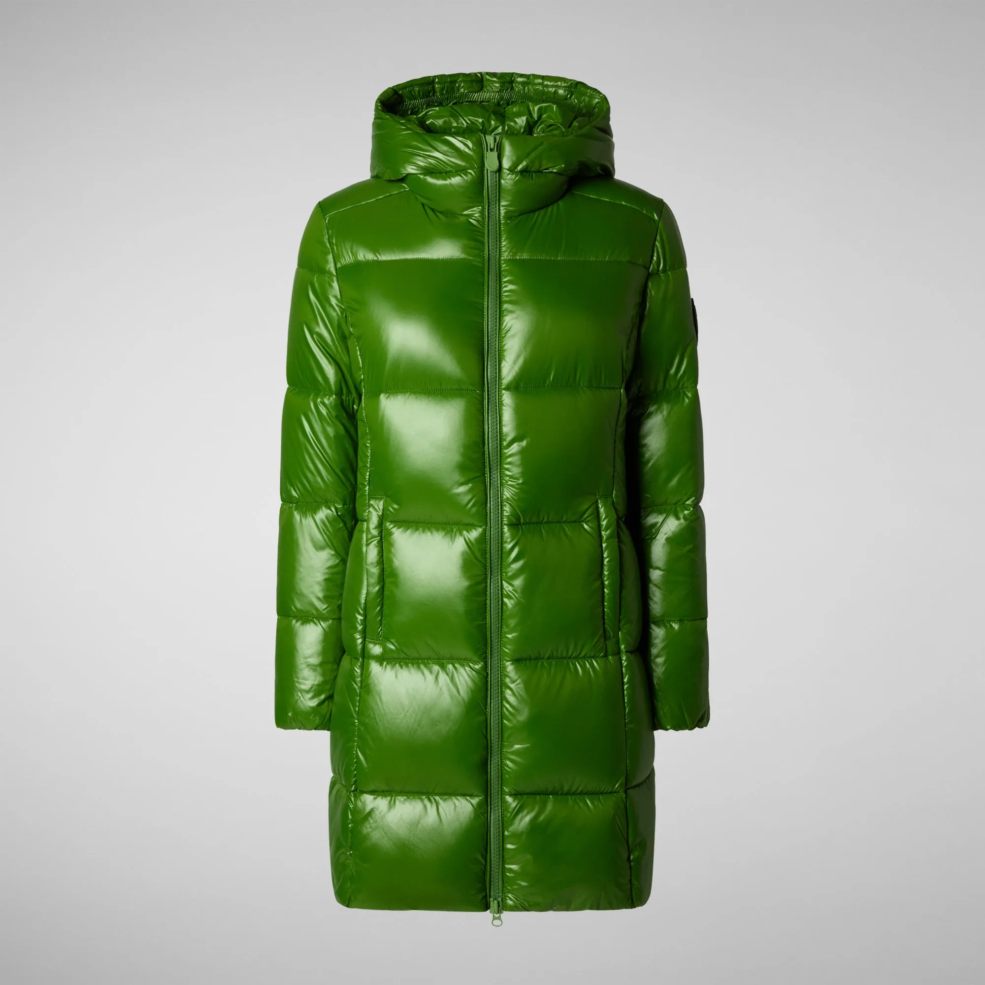 Women's Hooded Animal free Puffer Jacket Ines in Grass Green